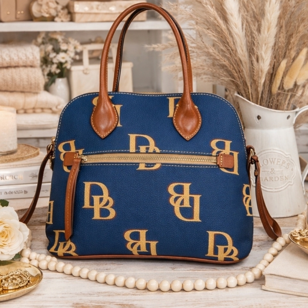 Dooney & Bourke Blue and Tan Satchel
